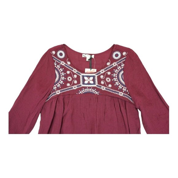 NWT About A Girl Top Womens Small Floral Sheer Lightweight‎ Tunic Blouse Coral - Picture 3 of 6